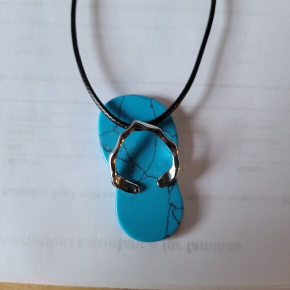 Turquoise Flip Flop Pendant - Picture 1 of 1